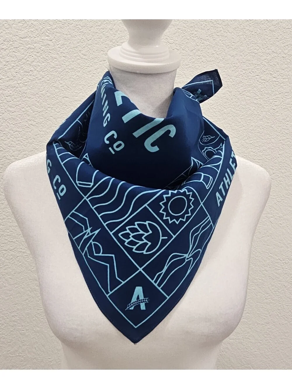 Athletic Brewing Co. 100% Cotton Bandana Scarf Handkerchief Blue 21.5